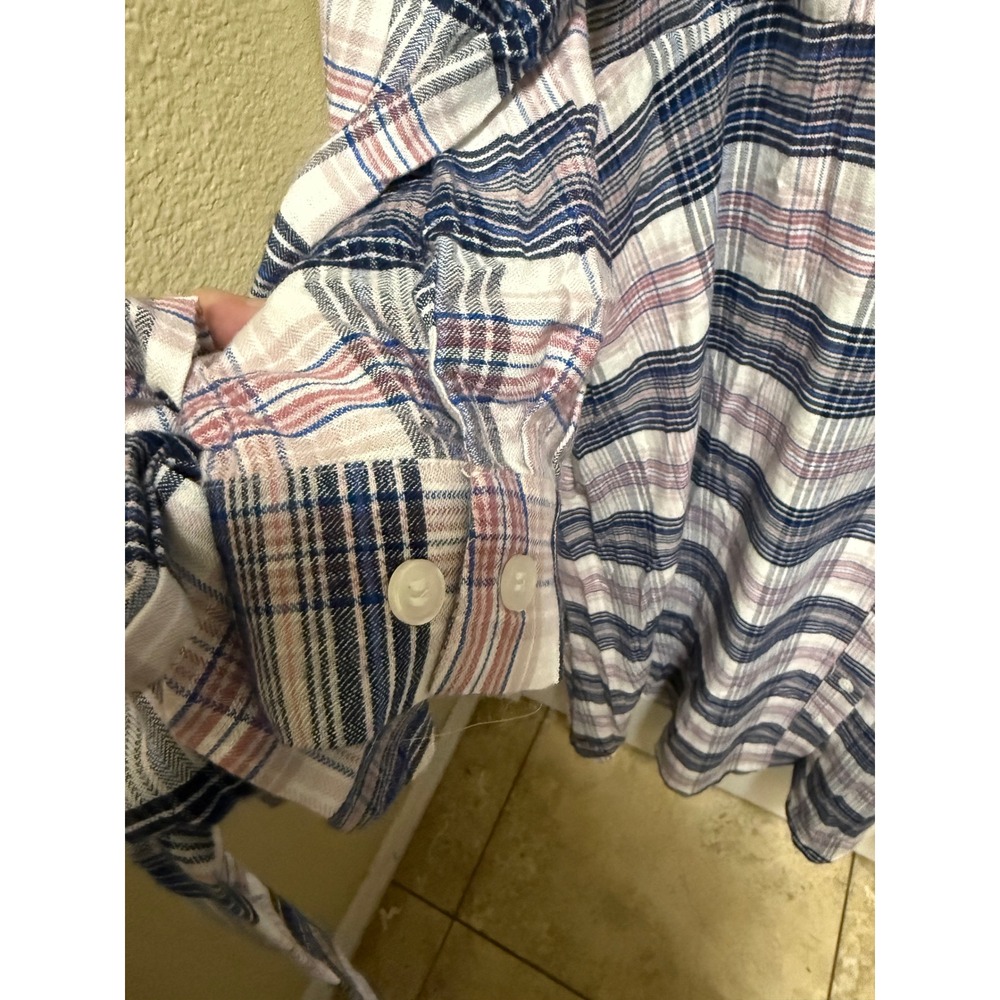 Lane Bryant Womens Pink Navy Plaid Button Front Midi Shirt Dress Size 20 NWOT - Picture 6 of 8